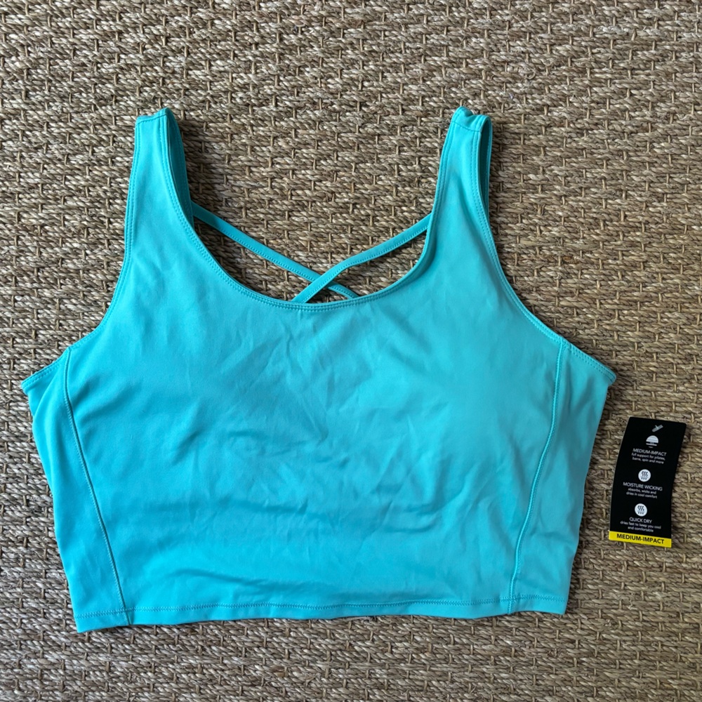 ZELOS Aqua Teal Cross-Back Sports Bra